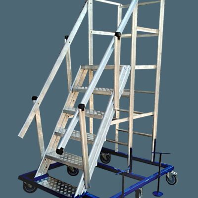 Heavy-duty aluminium statue ladder with wheels for monument and tall structure maintenance in Hyderabad
